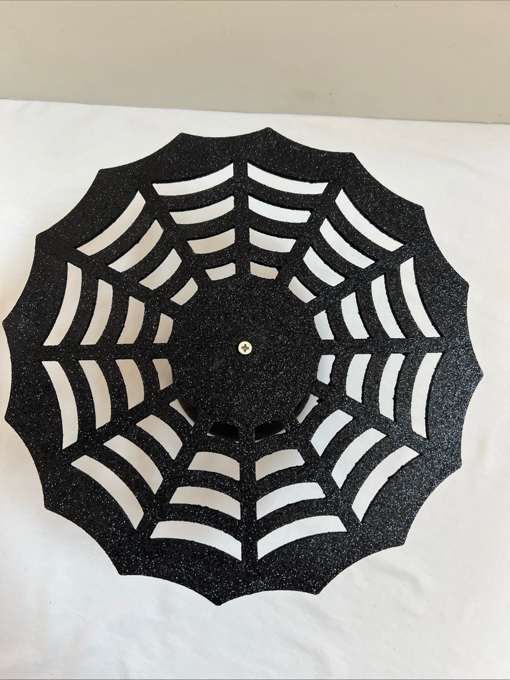 Halloween Spiderweb Cake Stand Cup Cake Pie Food Display Black Bling Glitter - Picture 2 of 6